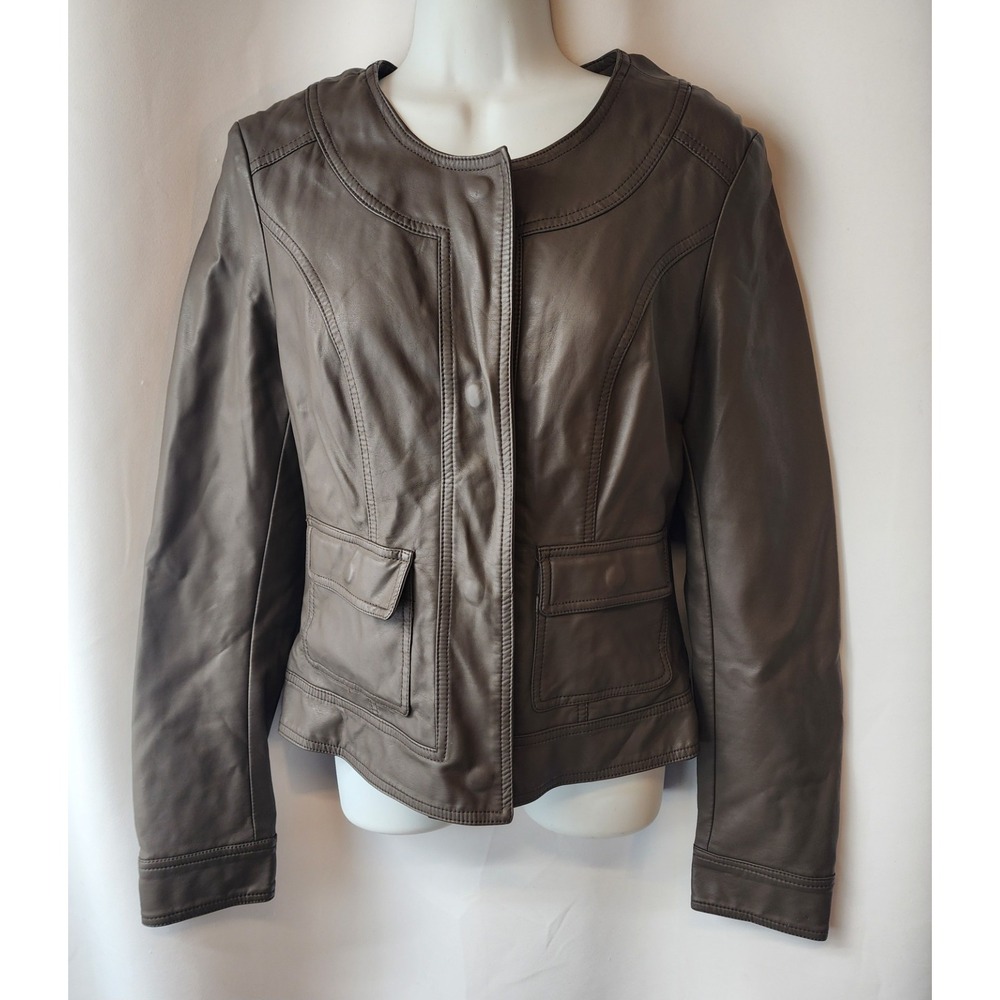 Womens Kut From the Kloth‎ Brown Faux Leather Jacket Size S
